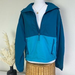 NWT All in Motion Quarter Zip Packable Windbreaker Jacket Vibrant Blue